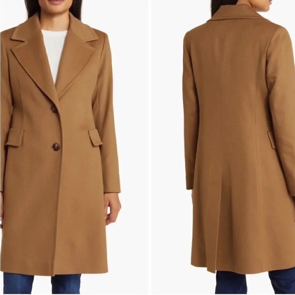 Fleurette Notched Collar Wool Walker Coat in Vicuna Camel $ 1098.00 NWT